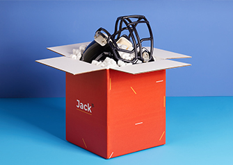 Red Shipping Box with helmet